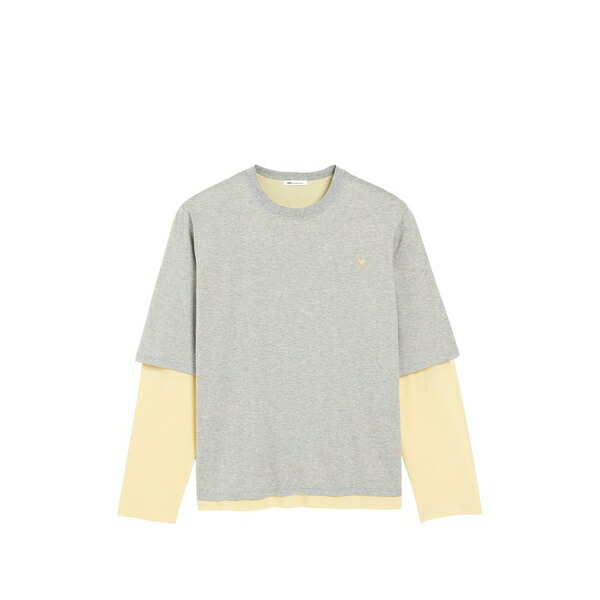 意中の女 メンズ プルオーバー トップス Ami de coeur double-layered t-shirt Grey