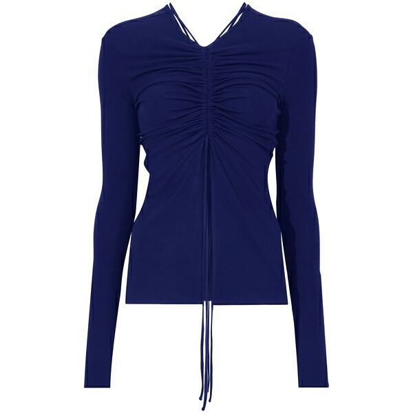 プロエンザ スクーラー 白いこと 付け札 レディース プルオーバー トップス Gathered-detail long-sleeve top Blue