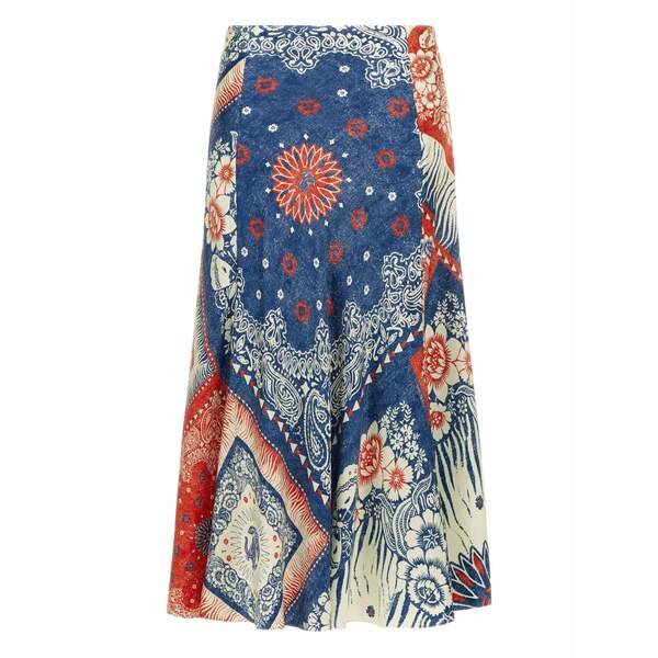 ロベルトカヴァリ レディース スコート ボトムス Bandana-print MIDI skirt Blue