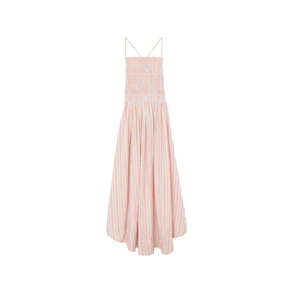 ガニー レディース ワンピース トップス Striped shirred maxi dress Orange｜asty
