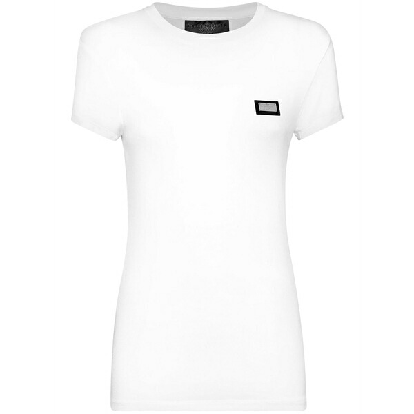 フィリップ飾り気の無い レディース プルオーバー トップス Logo-plaque t-shirt White
