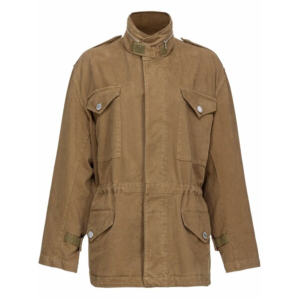 ピンコ レディース 上衣＆上衣 アウター Cotton overshirt high-neck jacket Brown