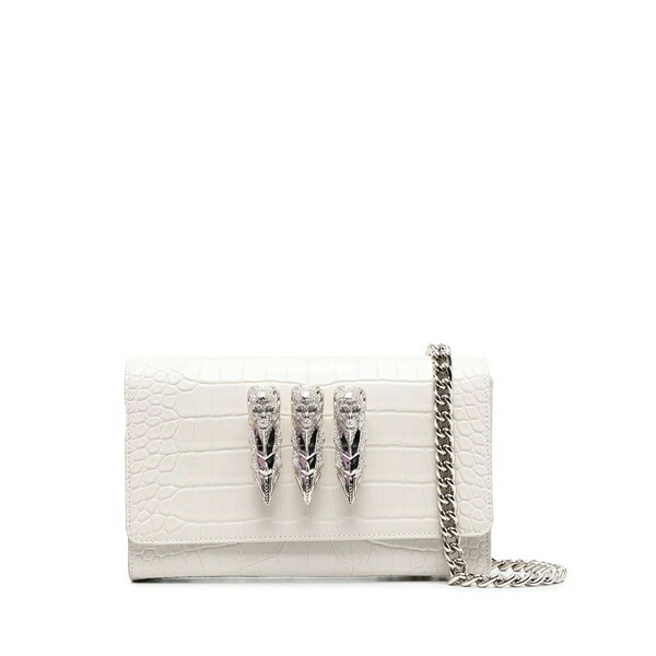フィリップ飾り気のない レディース ショルダーバッグ 御徒面子 Skull-charm crossbody clutch bag White