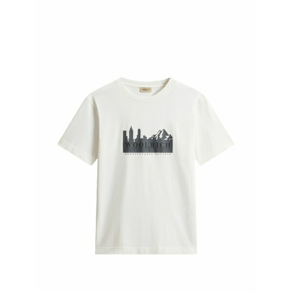 羊毛 分限者 メンズ プルオーバー トップス Printed crew-neck t-shirt White