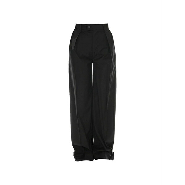 ラルディーニ レディース カジュアルパンツ ボトムス Pleated wide-leg trousers Black|asty
