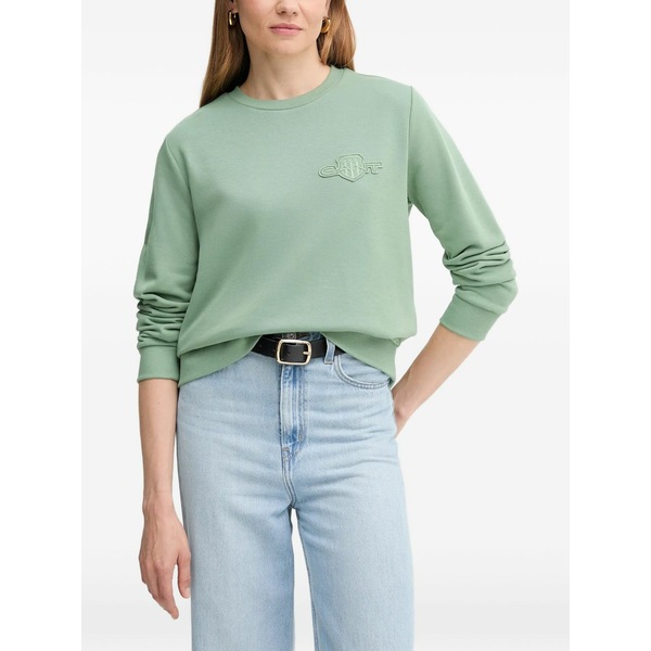 ガント レディース 編み物\u0026プルオーバー アウター Embroidered sweatshirt Green