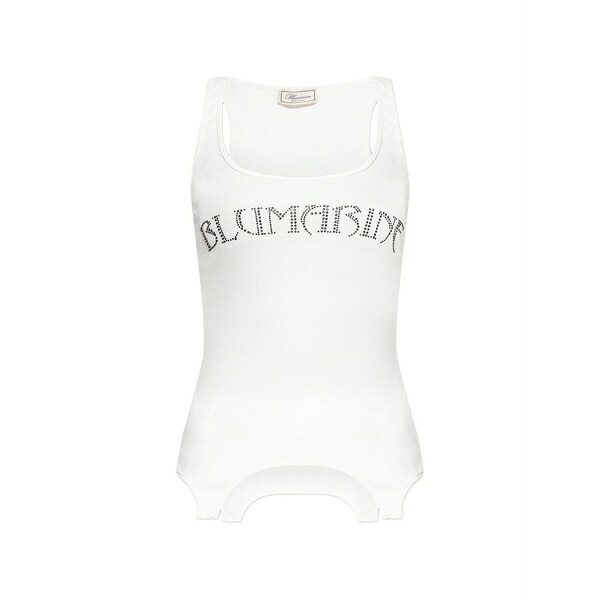 ブルマリン レディース カットソー トップス Rhinestone-embellished ribbed tank top White