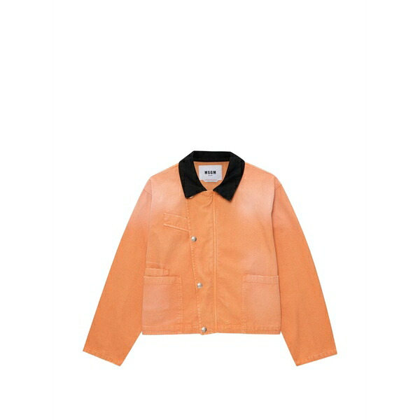 エムエスジイエム レディース 上衣＆上衣 アウター Collared denim jacket Orange