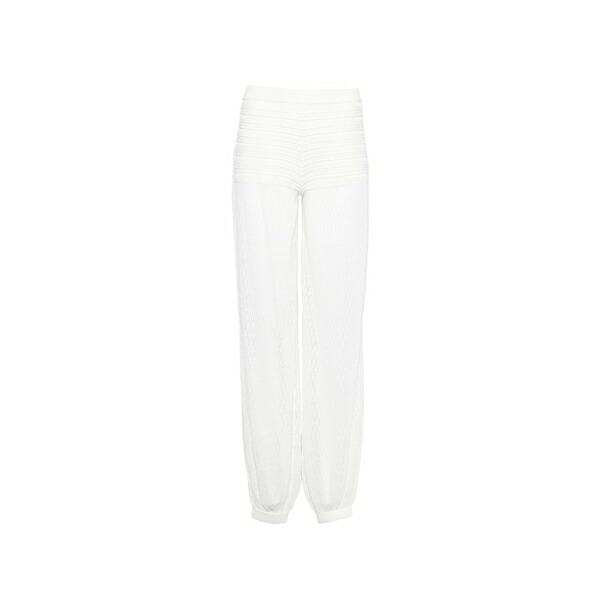 レトロフェット レディース 心地よいズボン下 ボトムス Devyn pointelle-knit trousers White