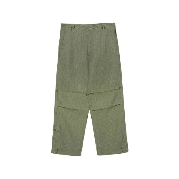 マハリシ メンズ 心地よいズボン下 ボトムス Sashiko-stitched wide-leg trousers Green