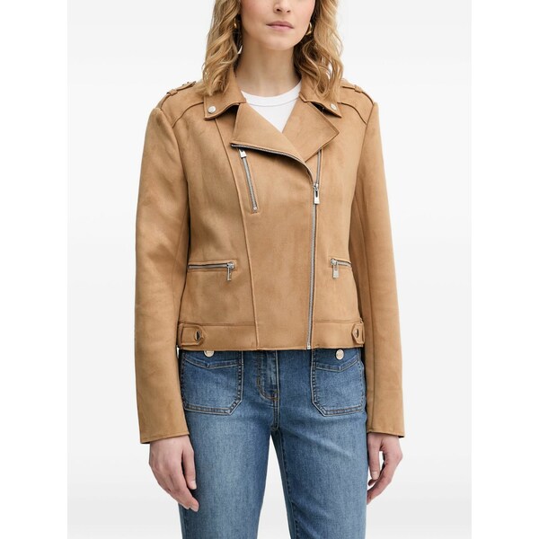 モーガンレーン レディース 上衣＆上衣 アウター Epaulette-detail suede biker jacket Brown