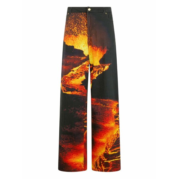 ロベルトカヴァリ レディース ジーンズズボン下 ボトムス Lava-print jeans Black