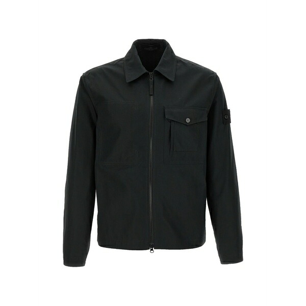 ストーンアイランド メンズ プルオーバー トップス Ghost zipped shirt jacket Black