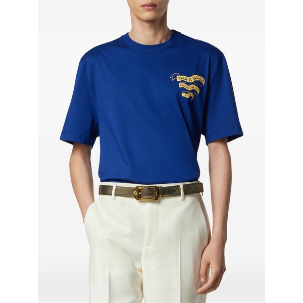 ヴェルサーチ メンズ ティーシャツ トップス Medusa totem graphic-print t-shirt Blue