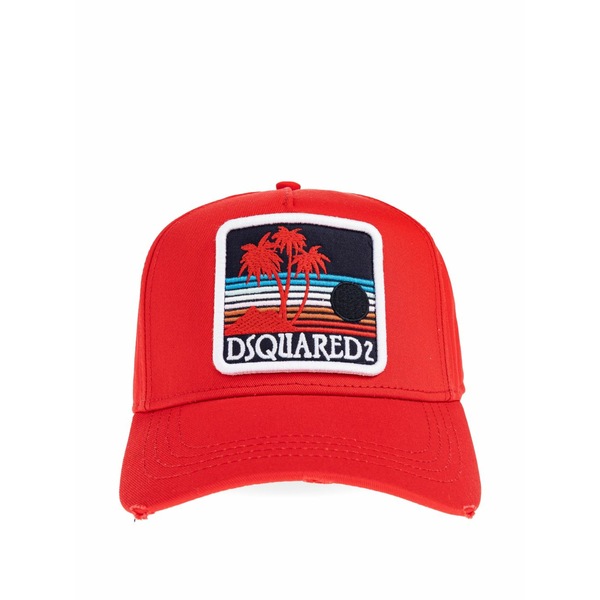 ディースクエアード メンズ かぶり笠 佩び物 Patch-detail baseball cap Red