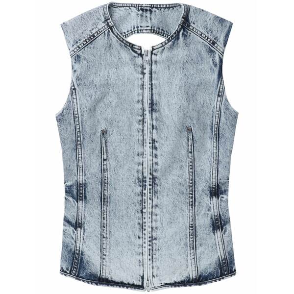 ジュン・ジー レディース カットソー トップス Acid-wash denim vest Blue