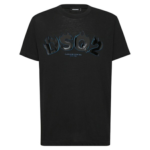 ディースクエアード メンズ プルオーバー トップス Logo-stamp t-shirt Black