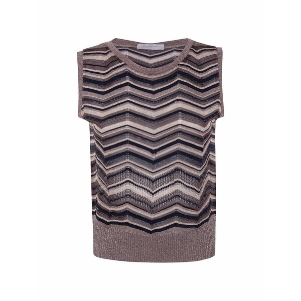 ディー・エクステリア レディース カットソー トップス Chevron-knit sleeveless top Brown