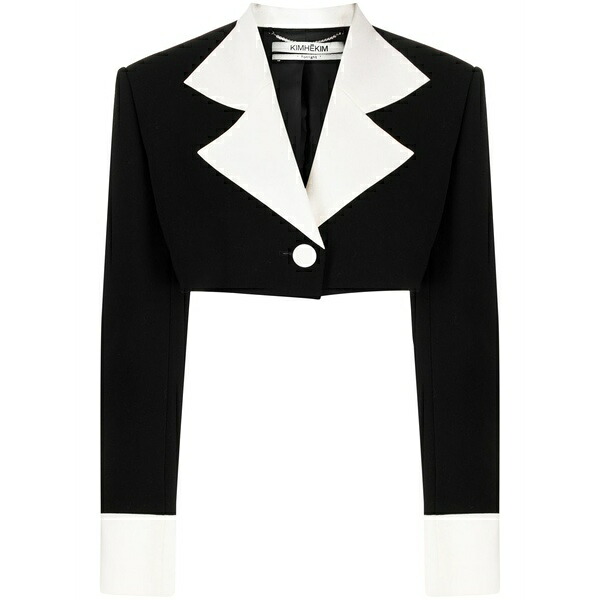 キムヘキム レディース 上衣＆上衣 アウター Two-tone cropped jacket Black