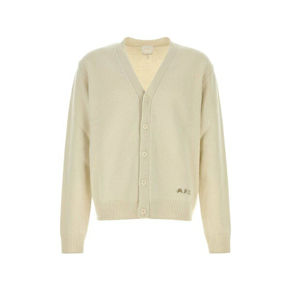 アーペーセー メンズ ジレー アウター Kevin logo-embroidered cardigan Neutrals