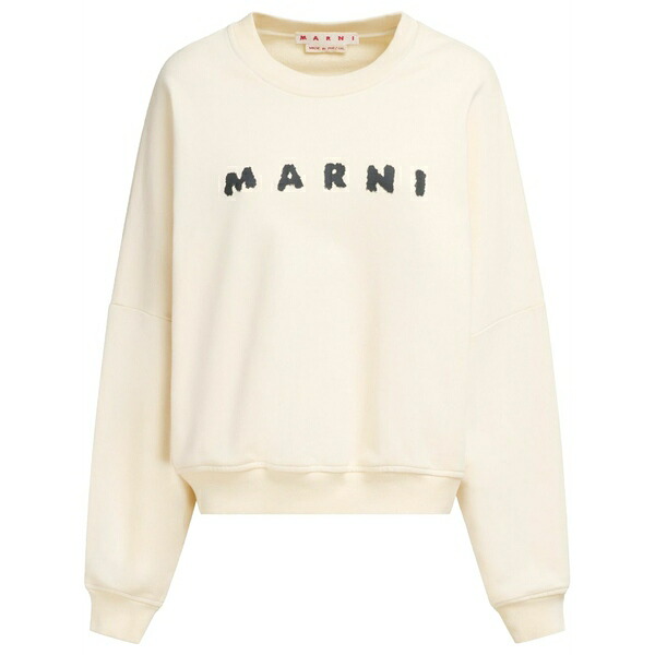 マルニ レディース 編み物\u0026スウェーター アウター Logo-print sweatshirt Neutrals