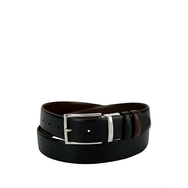 ピークアドロ  メンズ 胴締め 佩び物 Reversible grained-texture leather belt Black