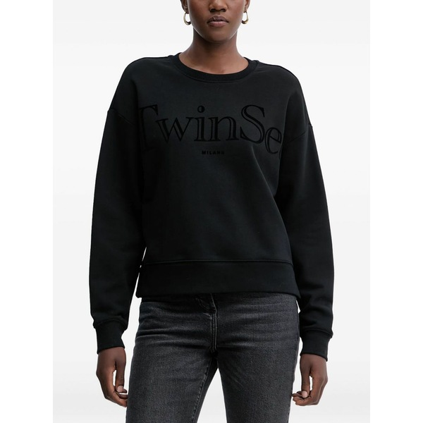 ツインセット レディース ニット&セーター アウター Logo-print sweatshirt Black|asty