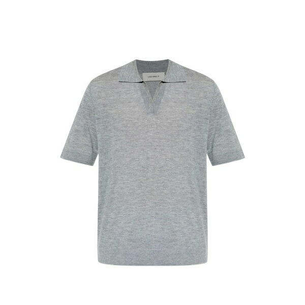 リサ・ヤン メンズ ティーシャツ トップス V-neck polo-collar t-shirt Grey