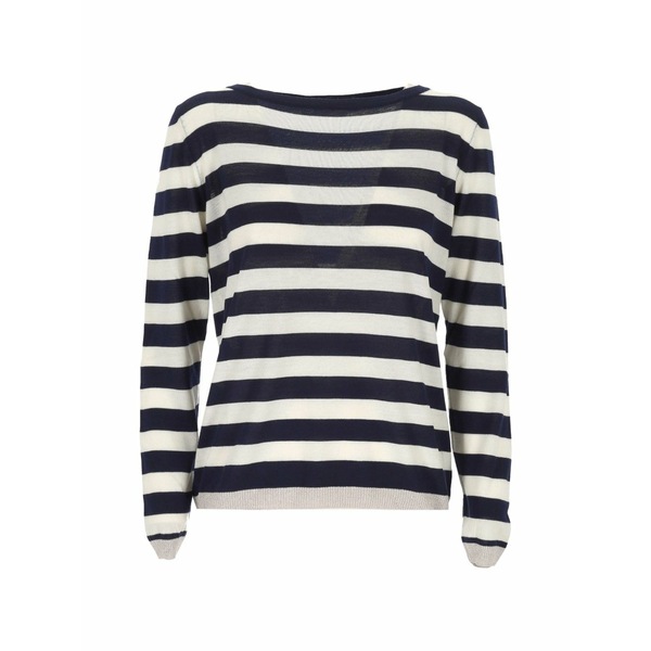 グランサッソ レディース プルオーバー トップス Striped metallic-trim top Blue