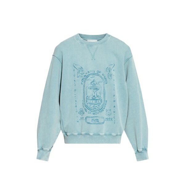 住み家 稲荷 メンズ パーカー・スウェットシャツ アウター Graphic crew-neck sweatshirt Blue