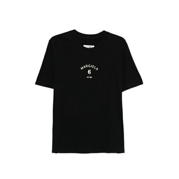 マルタンマルジェラ メンズ プルオーバー トップス Logo-print t-shirt Black