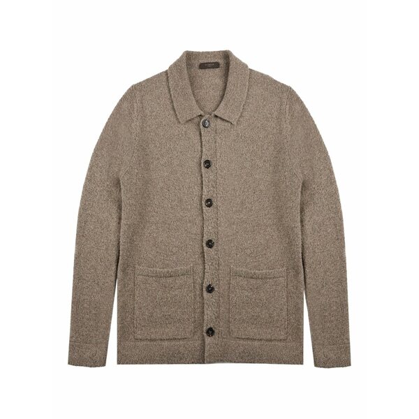 ザノーネ メンズ ジレー アウター Boucl￡ cardigan Brown