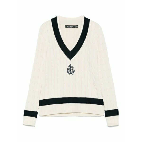 ラルフローレン レディース 編み物\u0026プルオーバー アウター Cable-knit logo-embroidered sweater Neutrals
