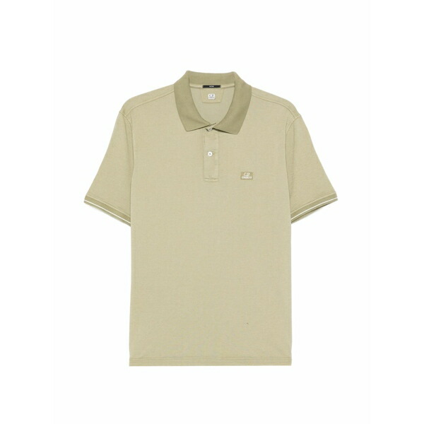 シーピーカンパニー メンズ スポーツシャツ トップス Logo-patch tipped polo shirt Green