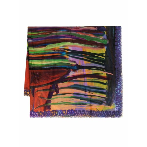 ジバンシー メンズ 消音装置・袈裟・えり巻き 添え物 Abstract-print frayed scarf Multicolour