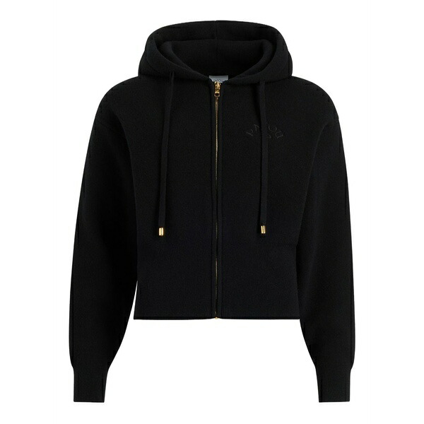 ジャンパトゥ レディース ジレー アウター Logo-embroidered zip-up hoodie Black