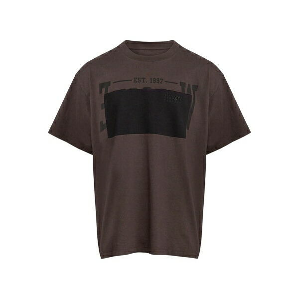 マルタンマルジェラ メンズ プルオーバー トップス Graphic-print cotton t-shirt Brown