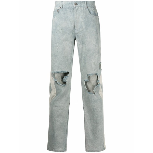 ミストリーハードレアリシーン メンズ ジーンズズボン下 ボトムス Ripped straight-leg jeans Blue