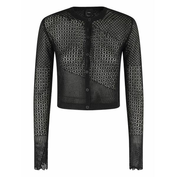 ピンコ レディース ジレー アウター Crochet-knit cardigan Black