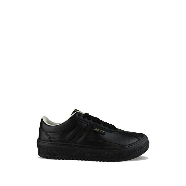 ランバン メンズ スニーカー シューズ Logo leather sneakers Black
