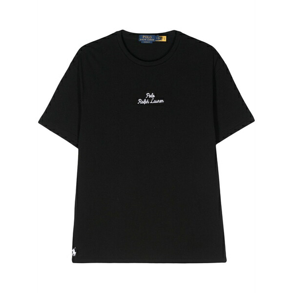 ラルフローレン メンズ ティーシャツ トップス Logo-embroidered cotton t-shirt Black