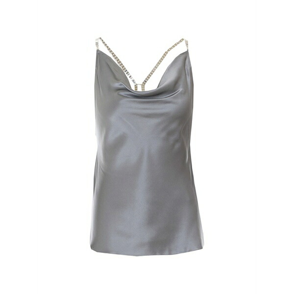 パトリツィア ペペ レディース カットソー トップス Crystal-embellished top Grey