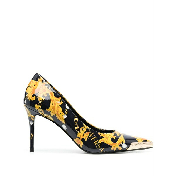 呼びりん探し回る レディース パンプス シューズ 80粍 engraved-logo leather pumps  Black