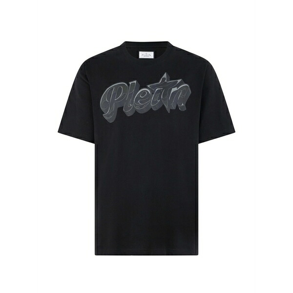 フィリップ飾り気のない メンズ ティーシャツ トップス Round neck graphic t-shirt Black