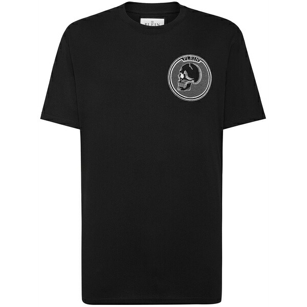 フィリップ飾り気の無い メンズ プルオーバー トップス Logo-patch cotton t-shirt Black