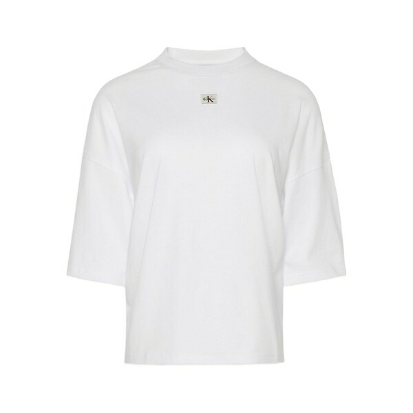 カルバンクライン レディース プルオーバー トップス Logo-detail short-sleeve t-shirt White