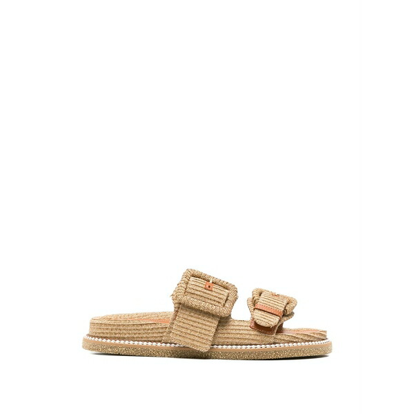 ロド レディース サンダル シューズ Buckle-detail straw sandals Brown