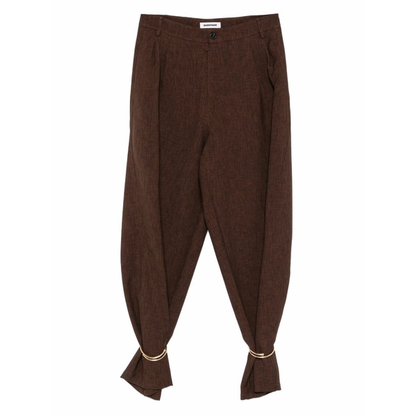 うす暗い運動場 レディース 心地よいズボン下 ボトムス Ring-cuff trousers Brown