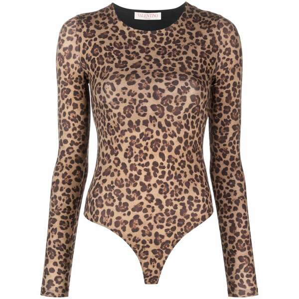 ヴァレンティノ ガラヴァーニ レディース ティーシャツ トップス Animalier-print jersey bodysuit Neutrals