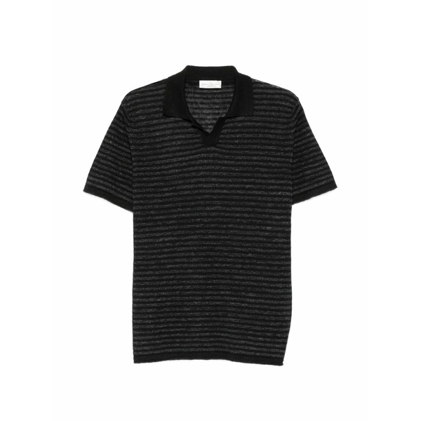 ロベルトコリーナ メンズ ティーシャツ トップス Striped knit t-shirt Black